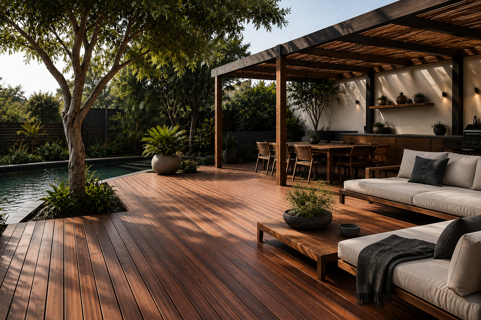 Decking Cape Town – timber deck with pergola and outdoor entertaining area