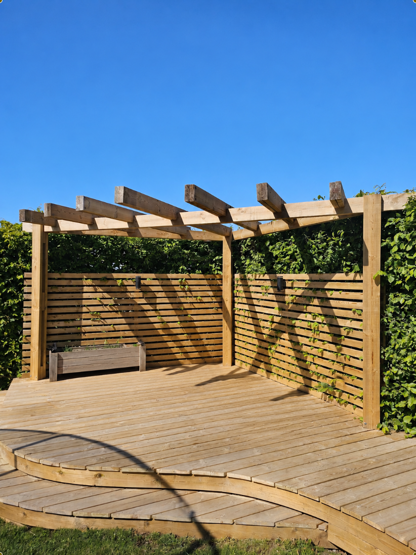 Finished pine garden deck in Malmö